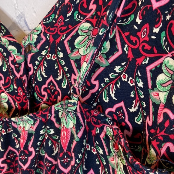 Pretty Garden Floral Navy, Green, and Pink Multicolored Spaghetti Strap Dress - Picture 10 of 13